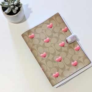NWOT Coach Pink Heart Patterned Journal Cover